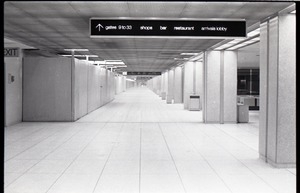 Empty hallway leading to gates at JFK airport