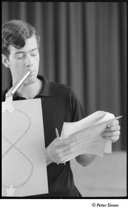 National Student Association Congress: delegate standing by the number '8', reading from a document