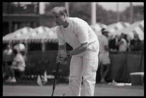 Croquet player watching his shot, Newport, R.I.