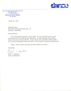 Letter from the American College Dance Festival Association to Richard Jones