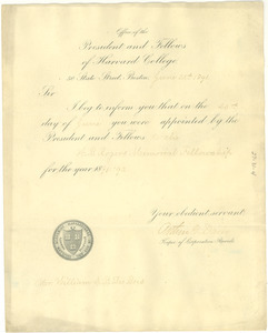 Letter from Harvard University to W. E. B. Du Bois
