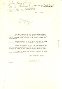 Letter from W. E. B. Du Bois to Rev. Massie Kennard and Ernest De Maio