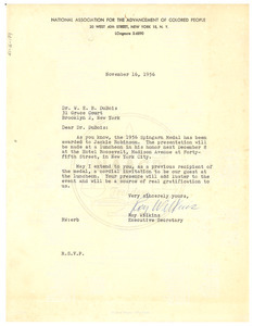 Letter from N.A.A.C.P. to W. E. B. Du Bois