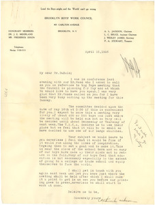 Letter from Brooklyn Boys' Work Council to W. E. B. Du Bois - Digital ...