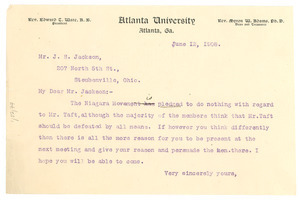 Letter from W. E. B. Du Bois to J. S. Jackson