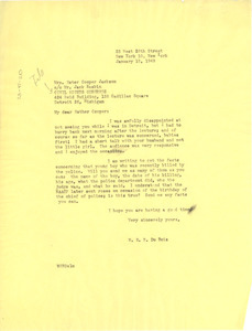 Letter from W. E. B. Du Bois to Civil Rights Congress of Michigan