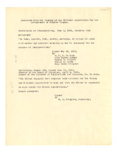 Abstracts from the Minutes of the National Association for the Advancement of Colored People