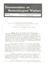 Documentation on bacteriological warfare bulletin, number 14
