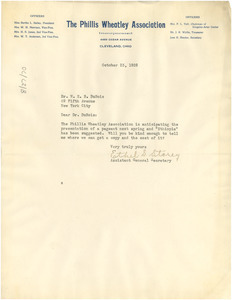 Letter from Phillis Wheatley Association to W. E. B. Du Bois