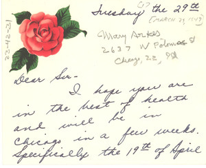Letter from Mary Arkes to W. E. B. Du Bois