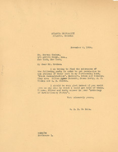 Letter from W. E. B. Du Bois to Marcus Graham