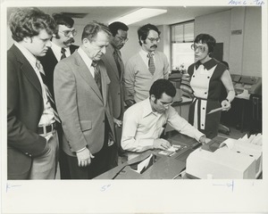 Client working on a computer