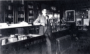 Charles F. Gilman, pharmacist, Railroad Street, circa 1894