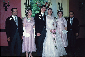 Ed and Shirley Silva with family on wedding day
