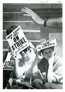 Maria Lima and Lorna Mendonca at teachers' strike