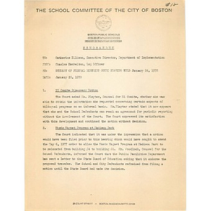 Memo, summary of Federal District Court hearing held January 24, 1978.