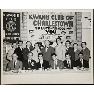 Group portrait of Charlestown Kiwanis Club members and staffers at an awards event