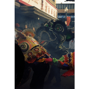 Performance of the dragon dance in celebration of the Chinese New Year in Boston's Chinatown