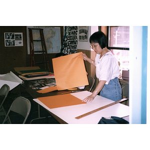 Woman preparing a collage