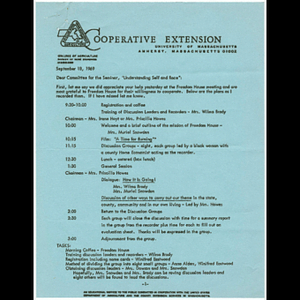 Letter from Winifred Eastwood, Head of the Extension Division of Home Economics, to the committee for the seminar