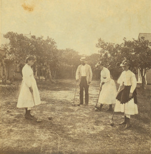 Game of croquet, New Bedford, Mass.