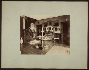 Interior view of reception hall, possibly the Codman family house, West Roxbury, Boston, Mass., undated