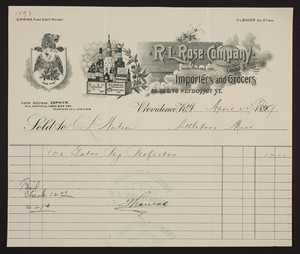 Billhead for R.L. Rose Company, importers and grocers, 66, 68, & 70 Weybosset Street, Providence, Rhode Island, dated April 22, 1899