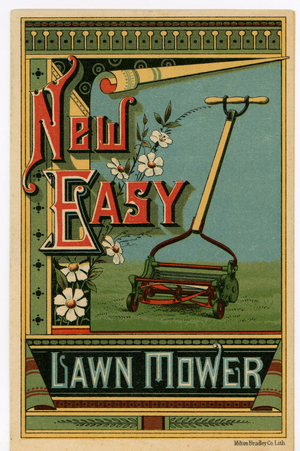 Trade card for the New Easy Lawn Mower, Blair Manufacturing Company, Springfield, Mass., undated