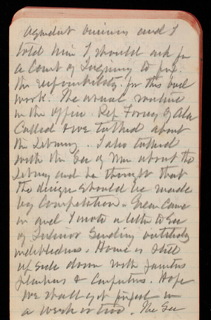 Thomas Lincoln Casey Notebook, September 1888-November 1888, 49, aquaduct business and I