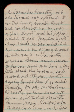 Thomas Lincoln Casey Notebook, October 1891-December 1891, 95, said was his secretary