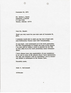 Letter from Mark H. McCormack to Burton J. Kinerk