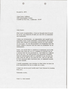 Letter from Mark H. McCormack to Joyce Hoffman