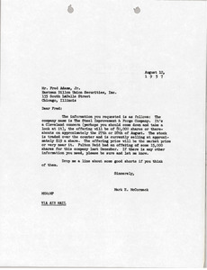 Letter from Mark H. McCormack to Eastman Dillon Union Securities, Inc.