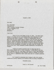 Letter from Mark H. McCormack to Paul Riley