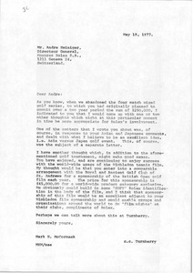 Letter from Mark H. McCormack to Andre Heiniger