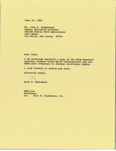 Letter from Mark H. McCormack to John D. Laupheimer