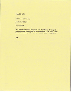 Memorandum from Judy A. Chilcote to Arthur J. Lafave