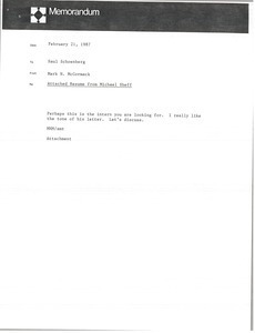 Memorandum from Mark H. McCormack to Saul Schoenberg