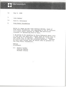 Memorandum from Mark H. McCormack to John Webber