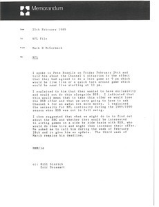 Memorandum from Mark H. McCormack to NFL file