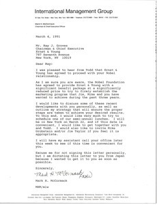 Letter from Mark H. McCormack to Ray J. Groves