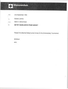 Memorandum from Mark H. McCormack to Bobbie Lemmo