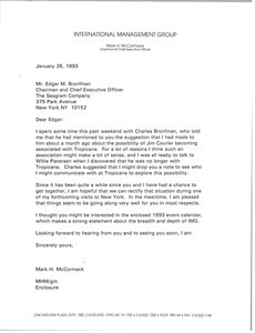 Letter from Mark H. McCormack to Edgar Bronfman