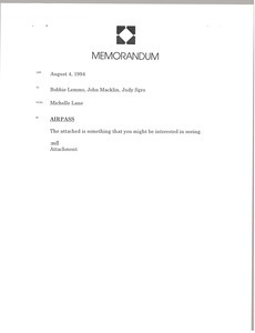 Memorandum from Michelle Lane to Bobbie Lemmo, John Macklin and Judy Sgro