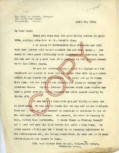 Letter from Frank Lyman to Paul A. Palmer