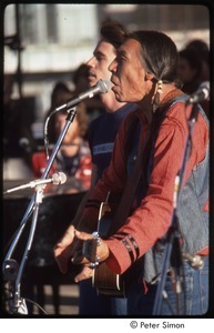 MUSE concert and rally: unidentified Native American musician with Jackson Browne performing at the No Nukes rally