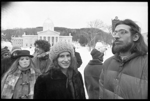 Marty Jezer (right) and antiwar demonstrators protesting the invasion of Laos at the Vermont State House