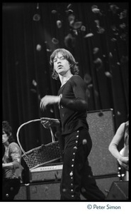 Mick Jagger (Rolling Stones) performing on stage at the Boston Garden