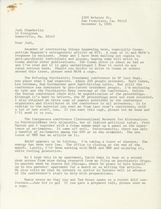 Letter from Leonard Roy Frank to Judi Chamberlin