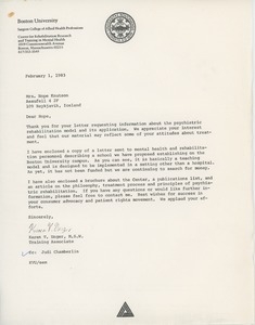 Letter from Karen V. Unger to Hope Knútsson